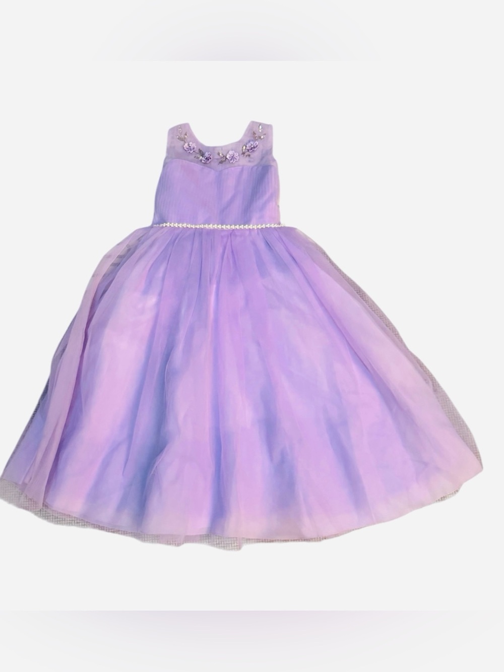 Lilac Embellished Tulle Party Dress for Girls